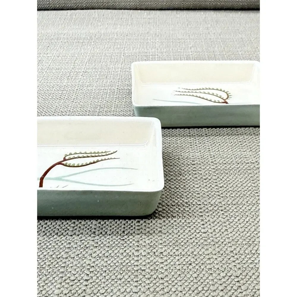 Vintage M Neal Japan Pottery Dishes Set Windswept Tree Mid Century Modern 3”x4”